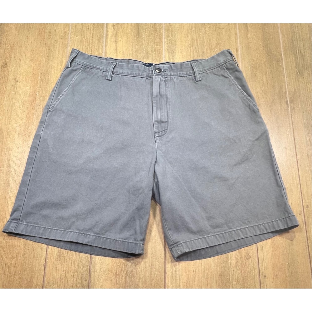 VTG Nautica Mens Gray 100% Cotton Chino Shorts Flat Front Slate Gray RN67835 38W